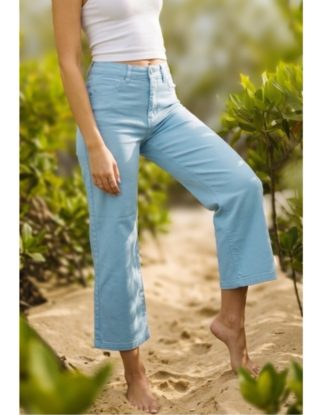FRANCESCA’S JOU JOU Bahama Blue Culotte Pants Women’s Size 26 Wide Leg Crop New